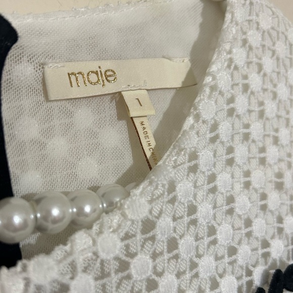 Maje Renald Two Tone Black & White Lace Fit & Flare Dress SIZE SMALL - Picture 4 of 7